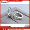 stud pandach 100 Real 925 Sterling Silver Crystal Circle Carring for Women Making Jewelry Gift Party Party Compleer Jewelery J230529 J230529