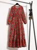 Ubranie etniczne jesienne wiosna sukienki szyfonowe żeńskie pełne rękawie vintage drukowane kwiatowe kwieciste muzułmańskie sukienki Kobiety maxi sukienki vestidoes 230530