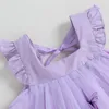 Abito da ragazza vestito estivo per neonati cucciolo estivo carino principessa abiti da ragazza vestiti 3d manica a farfalla quadrata tulle a-line