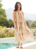 Casual Dresses Vintage Bandage Sexig Long Slip Dress Elegant ärmlösa damer Maxi Boho Summer Beach Chiffon för kvinnor 2023