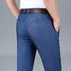 Jeans pour hommes été hommes mince jambe droite affaires mode Stretch doux coton lâche Denim pantalon homme marque gris clair bleu foncé