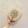 Golden Diamond Clutch Evening Bags Chic Pearl Round Shoulder Bags For Women Luxury Handbags Wedding Party Clutch Purse