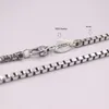 Chaînes véritable collier en argent sterling S925 4 mm chaîne à maillons de boîte 21,6 pouces pour homme