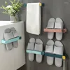 Hooks Multifunctional Wall-Mounted Punch-Free Hook Bathroom Slippers Shoe Rack Household Towel Storage 1 Lots Have 3 Pcs