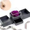 Decorative Flowers Mothers Day Natural Eternal Rose Jewelry Box /w 100 Languages Love Necklace Preserved Proposal Ring Case Gifts For Her