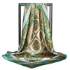 Scarves Wholesale Vintage Black Gold Silk Scarf Women Large Shawl Stoles Square Bandanna Female Foulard Hair/Head