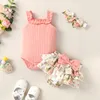 Roupas conjuntos de roupas de verão meninas roupas rosa tampo e shorts mai de estampa de flores roupas de moda infantil