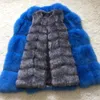 Fourrure 90 CM moyen Long gilet de fourrure de renard artificielle femmes hiver mode fausse fourrure de renard gilets femme chaud fausse fourrure de renard manteaux femme