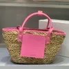 Halm shopping väskor korgen tygväskor designer väv totes väska kvinnor sommar strandsäckar handväska crossbody axelväskor handväska stor kapacitet virkning strand totes påse