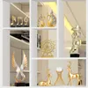 Decoratieve objecten beeldjes moderne luxe goud dier beeldje decoratief standbeeld herten porselein beeldje thuis desktop decor pasen verjaardag huwelijkscadeau 230530