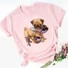 Camisetas femininas Mulheres amantes de cães Amor de aniversário Tshirt Summer Roupas femininas Vintage Camisa impressa chinesa com crista chinesa