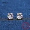 Brincos Stud Real Moissanite Stud Banhado a Ouro Branco 14K Prata Esterlina 4 Pontas Brinco de Diamante para Mulheres Homens Brinco de Orelha 1ct 2ct 4ct J2305