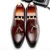 Véritable cuir hommes gland mocassins chaussures de luxe noir bordeaux sans lacet robe de mariée chaussures fête formelle Oxford chaussures pour hommes