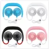 Stock Party Favor Hand Free Fan Sports Portable USB Oplaadbare dubbele mini -luchtkoeler Summer Neck Hanging Fan