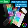 Tangentbord RGB Rainbow Backbelysta trådlösa Bluetooth -tangentbord med pekplatta och mus Mini trådlöst tangentbord för iPad iOS Android Windows