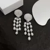 Dangle Earrings 2023 Round Face Thin Shell Natural Baroque Pearl Tassel Exaggerated Retro Temperament