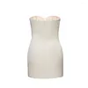 Casual Dresses Women's Summer Elegant Tube Dress Strapless 3D Flower Zip Back White Mini A-Line Party