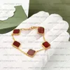Fashion Clover Bracelet Designers de jóias femininos Charms Bangle Gold Link Chain 18K Gold Bated Agate Shell