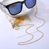 Эйки Цепи Новые модные жемчужные очки цепные маски для женщин для женщин Ретро металлические цветочные солнцезащитные очки.