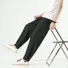 Męskie spodnie Summer 2023 Chińscy mężczyźni w stylu mężczyzn bawełniany oddychający oddychający stały kolor fitness streetwear plus m-5xl