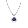 Pendentif Colliers Bohême Rhodium Couleur Placage Bleu Marine Pierre Collier Rond Pour Femmes Fille Chandail Décoration Bijoux