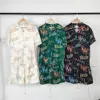 Meichao Rhude Aop Patch Bag Sıraslı Moda Çiçek Gömlek Trend Gençlik Yaz Seti Kısa Kollu