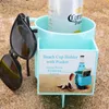 2023 New Plastic 20oz Beach Cup Holder With Pocket Outdoor Camping Multifunctional Seaside Cup Holder Beach Storage Cup Holder A0116