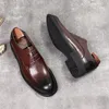 Scarpe derby Oxford in vera pelle di lusso da uomo Elegante scarpa da uomo d'affari da uomo con lacci neri di alta qualità