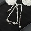 23ss woman designer necklace Fashion Star logo Mosaic Diamond sapphire white gem pearl necklace High Quality Women Jewelry accessory a1