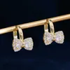 Stud Trendy Exquisite 14k Real Gold Plated Zircon Bowknot Hoop Earrings for Women Girl High Quality Jewelry AAA Zircon Buckle Type J230529