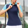 Camisas femininas JACK SMITH manga curta camisas de golfe ajuste seco camisa absorvente de umidade cor de contraste manga curta lapela gola esportiva tops