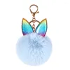 Schlüsselanhänger Chaveiro Schlüsselanhänger für Taschen Pompom Faux Ear Fur Ball Schlüsselringe Halter Schmuck Frauen Tasche Charm Kette