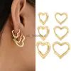 Stud 121416mm Fashion Smooth Gold Color Love Heart Hoop Earrings Simple Cute Heart Circle Piercing Earring Buckle Statement Jewelry J230529 J230529