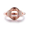 Clusterringen Helon 9x7mm Ovaal gesneden Solid 10K Rose Gold echte diamanten fijne sieraden semi mount verloving trouwring vrouwen diamant