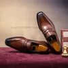 Zapatos Oxford de boda hechos a mano para hombre, zapatos de vestir planos de cuero genuino negro y marrón, mocasines formales de negocios de verano de diseñador de lujo