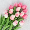 Fleurs décoratives 5/10 pièces couleur aléatoire tulipe PU fleur artificielle vraie touche Bouquet faux pour la décoration de mariage printemps fête bricolage maison