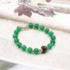 Pulseras con dijes Pulsera elástica Brazalete Piedra natural Moda Mujer Joyería Verde Malasia Grano de cristal Strand Wrap Regalo 7.5 "B308