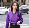 Women's Blouses 2023 In Shirt Women Fashion Purple Long Sleeve Scarf Collar Chiffon Elegant Formal Office Ladies Casual