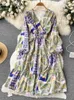 Casual Dresses Luxury Printed Women's Romantic Retro Flower Print Belt Long Dress Holiday Party Vestidos P230530