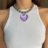 Tour de cou Hip Hop minimaliste verre amour grand coeur pendentif colliers pour femmes Hyperbole perles chaînes courtes filles fête bijoux