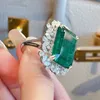 Solitaire Ring Japanese And Korean High Quality Fashion Emerald Ring Ladies All Match Birthday Party High End Luxury Jewelry Gift 230529