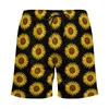 Gym Clothing Yellow Flower Board Compression Shorts Men Sunflower Print Beach Pants Elastic Waist Swimming Trunks Oversize