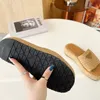 Designer Sandal Platform Slides Womens Woven Slipper CROCHET FLATFORM SLIDE Triangle Logo Luxurys Summer Pool Slip On Mule With Box