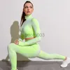 Damskie dresy damskie niezbędny zestaw szwu damskie trening z długim rękawem ubrania fitness Tops Gym Leggingi Kobiety Zestaw ActiveWear Sports J230525