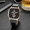 Montres-bracelets 2023 mode hommes montres d'affaires de luxe hommes sport militaire en cuir carré montre à Quartz pour cadeaux Relogio Masculino horloge
