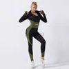 Tute da donna Set da 2 pezzi Tuta sportiva da donna senza cuciture Abbigliamento da allenamento in palestra Tuta Abbigliamento sportivo Fitness Crop Top Leggings a vita alta Set J230525