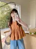 Women's Blouses Women's Shirts And Korean Harajuku Casual Sleeveless Y2k Fashion Ladies Vintage O-Neck Green Shirt Tops 2023 Summer Top