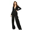 Zweiteilige Hosen für Damen, hochwertige schwarze Damen-Hosenanzüge, Blazer-Jacke mit Gürtel, weites Bein, Business-Frauen-Anzug-Set, 2-teilig, nach Maß