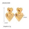 Stud Uworld Luxury Trendy Orecchini a forma di doppio cuore in acciaio inossidabile 18 carati Placcato oro Smooth Love Orecchini pendenti in titanio per le donne J230529 J230529