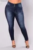 Jeans pour femmes Jeans taille haute taille haute pour femmes Casual Skinny denim fat mom jeans L-5XL prix de gros de haute qualité T230530